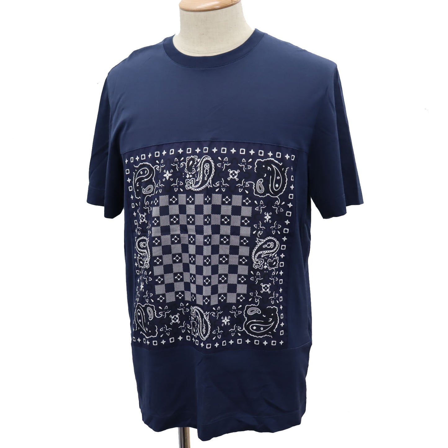 LOUIS VUITTON LV Short Sleeve T-shirt Cotton Navy Size L #AG316