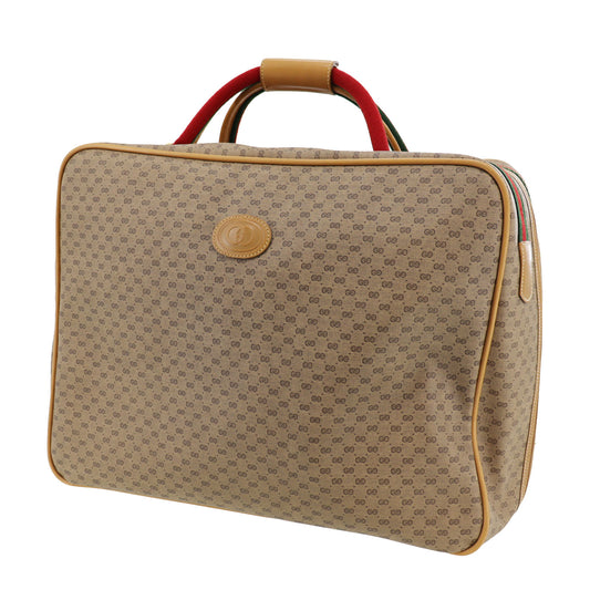 GUCCI Micro Small GG Web Stripe Handbag Beige PVC Leather #AG289