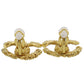 CHANEL CC Logos Earrings Gold Clip-On Vintage 03A  #AH27