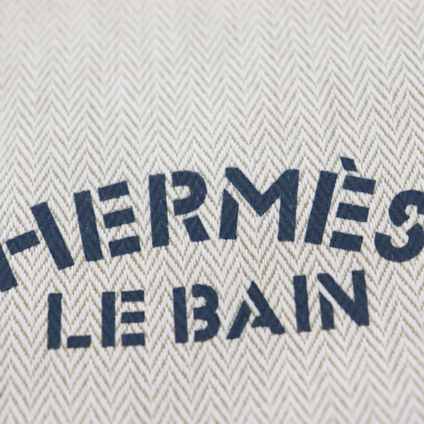 HERMES LE BAIN HandBag Pouch Ivory Blue Canvas #AH148