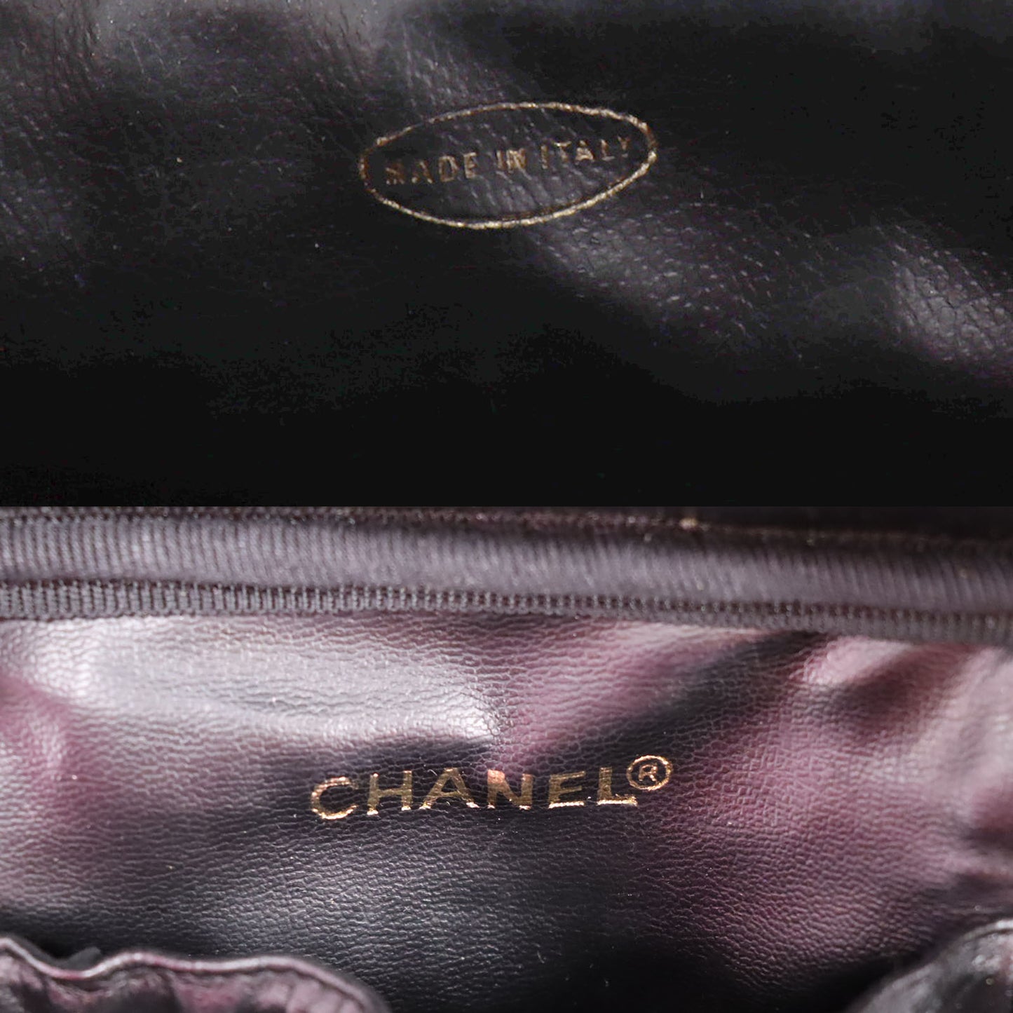 CHANEL Bicolore Handbag Vanity Pouch Black Lambskin #AH632