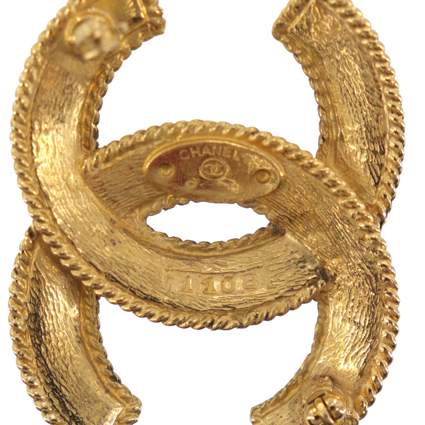 CHANEL CC Logos Pin Brooch Gold Plated 1108 #AG286