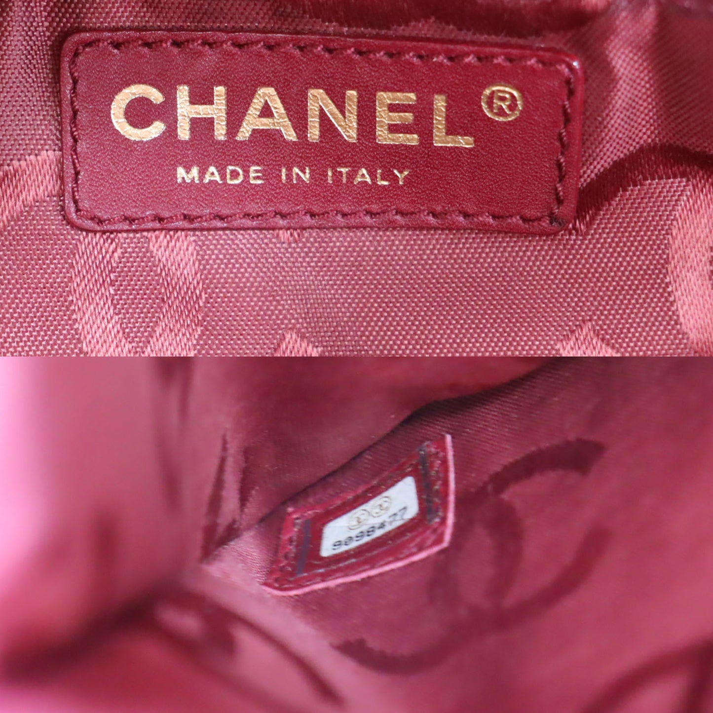 CHANEL Logo HandBag Red Leather #AH579