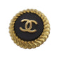 CHANEL CC Logos Earrings Gold Black Clip-On 95P #BX867