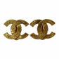 CHANEL CC Logos Earrings Gold Clip-On Vintage 99A #BR689