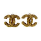 CHANEL CC Logos Earrings Gold Clip-On Vintage 93A  #AG768