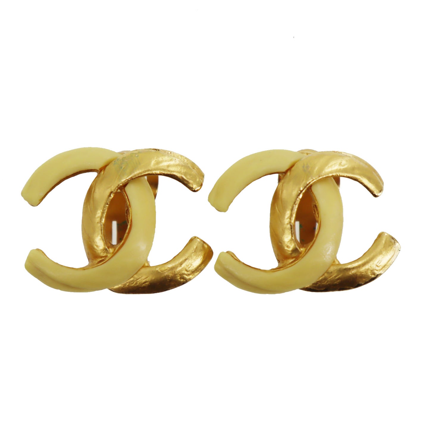 CHANEL CC Logos Earrings Gold Clip-On 00 T #CG541