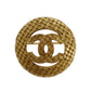 CHANEL CC Logos Round Pin Brooch Gold Plated 1267 #CB656