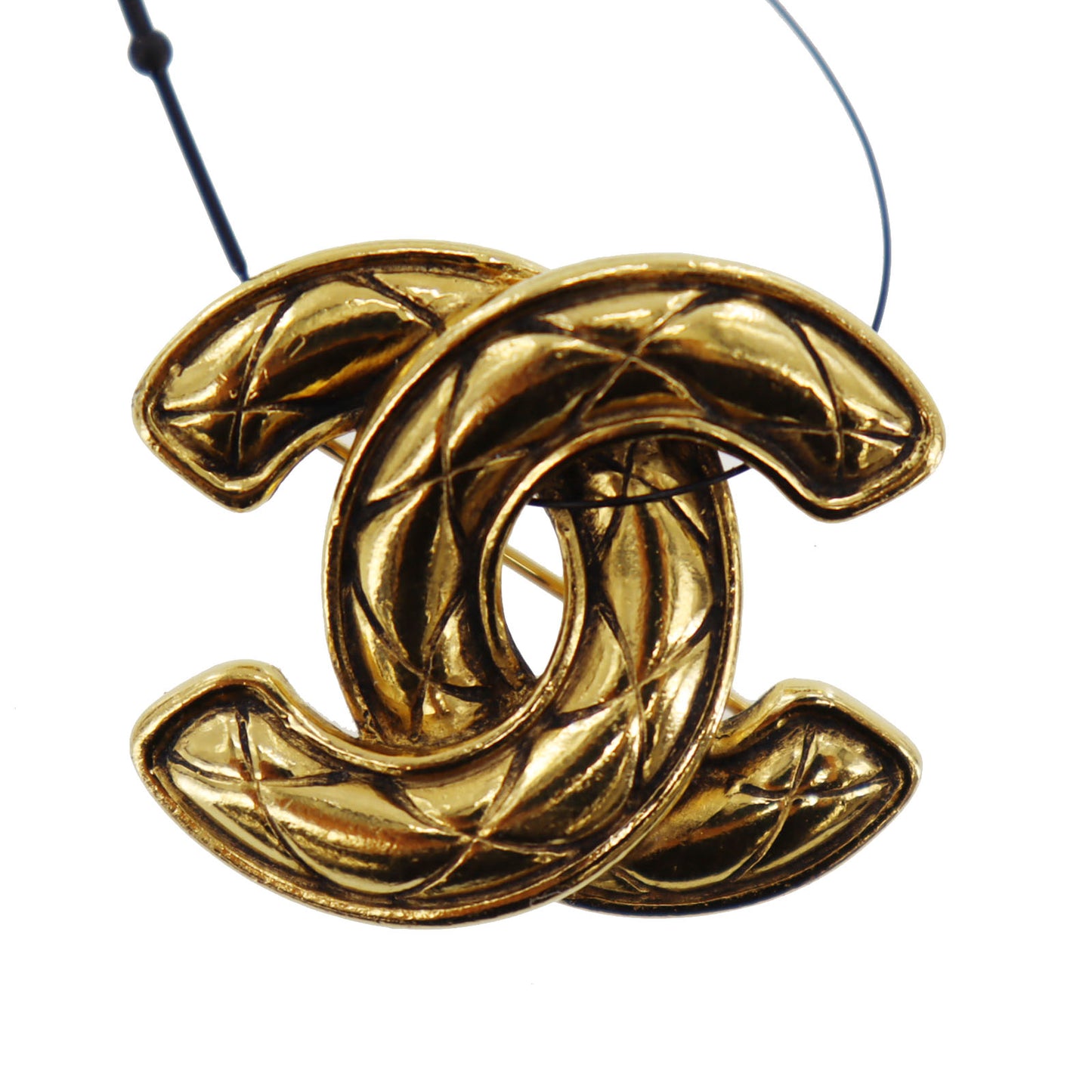 CHANEL CC Logos Matelasse Pin Brooch Gold Plated 1153 #AH693