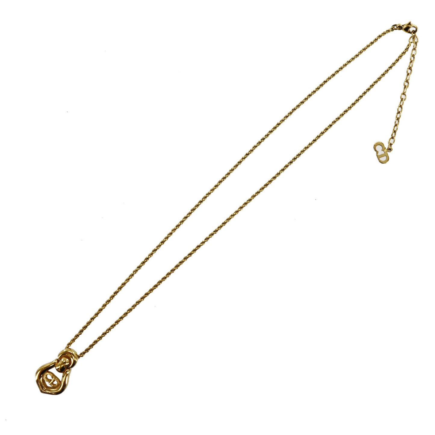 Christian Dior CD Logo Chain Necklace Gold-Plated #BO595