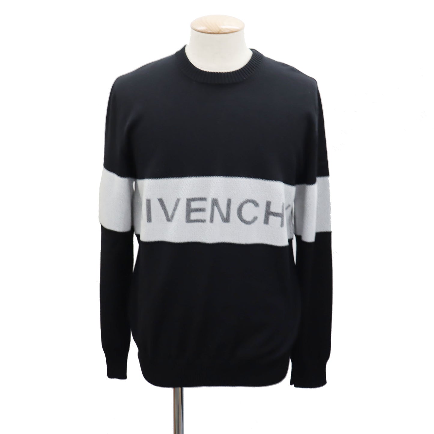 GIVENCHY Long Sleeve Knit Sweater Tops Italy Black 100% Wool #AH527