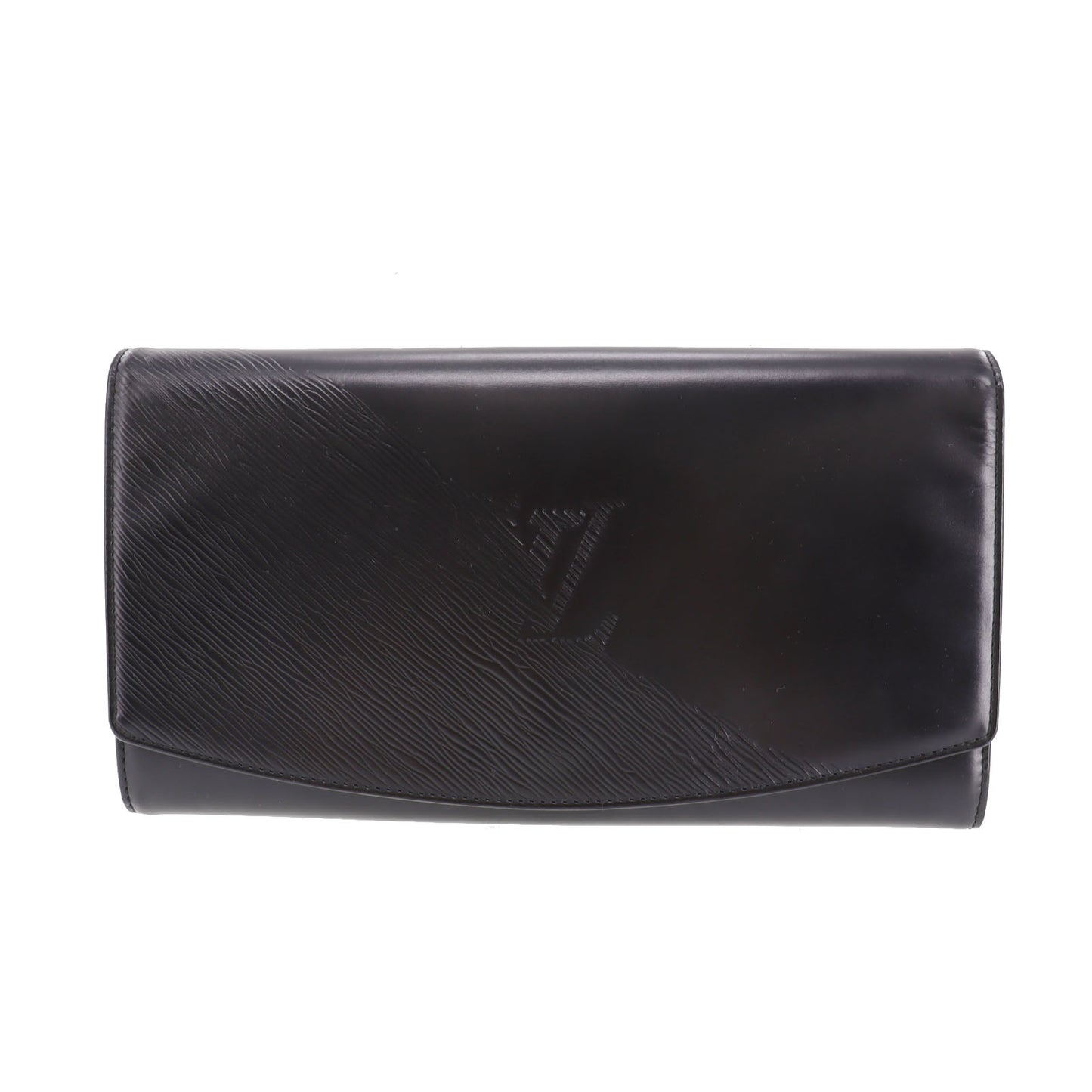 LOUIS VUITTON LV Opera Line Aegean Clutch Black Leather M63962 #BT993