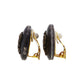 HERMES Horn Motif Circle Black Gold Earrings Clip-On #CP922