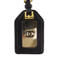 CHANEL CC Logos Keyring Gold Black Gold Plated Leather 94 P #AH541