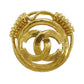 CHANEL CC Logos Round Pin Brooch Gold Plated 94P #BR489