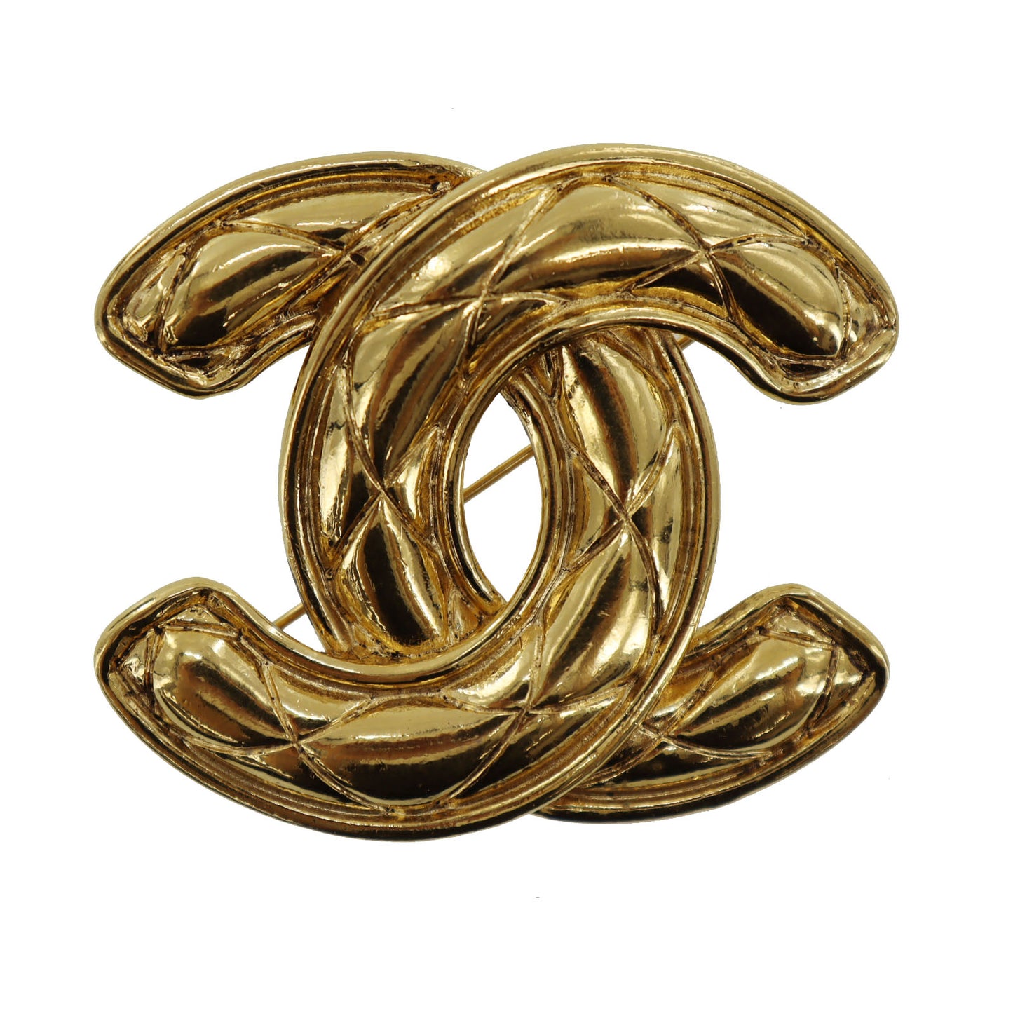 CHANEL CC Logos Matelasse Pin Brooch Gold Plated 1152 #AG212