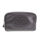 CHANEL CC Pouch Black Caviar Skin Leather #CG275