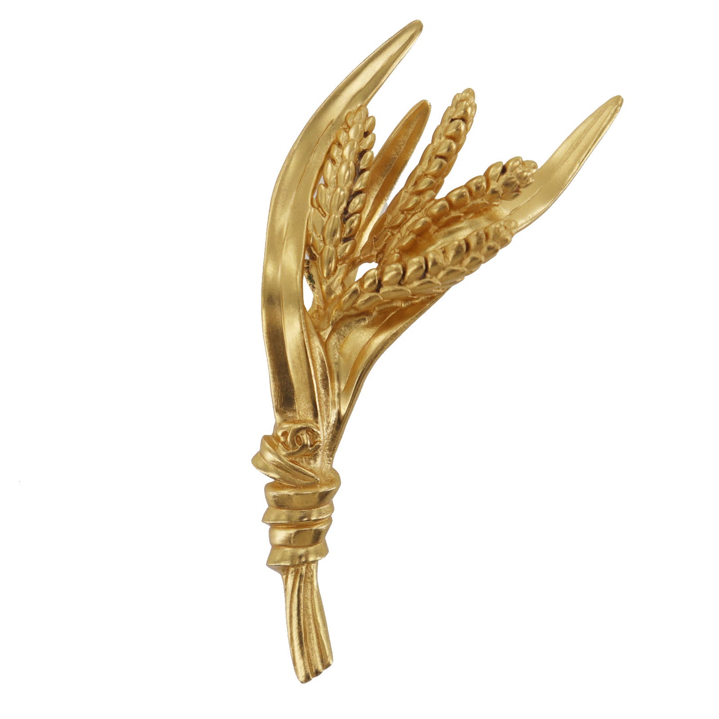 CHANEL Rice Ear Motif Pin Brooch Gold Plated 99P #DA607