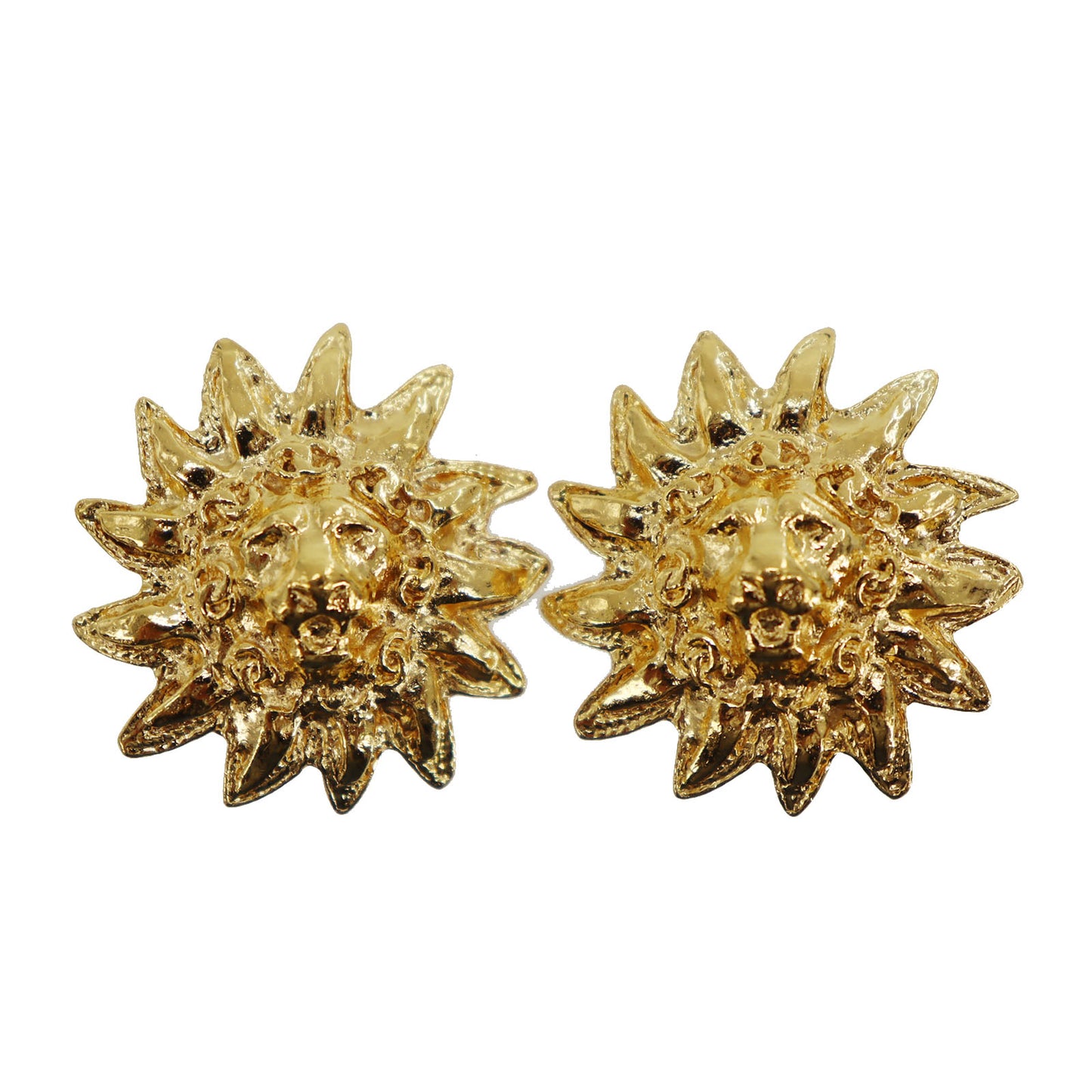 CHANEL Lion Motif Earrings 24 92 Gold Clip-On #CD564