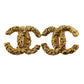 CHANEL CC Logos Earrings Gold Clip-On 03A  #AG186