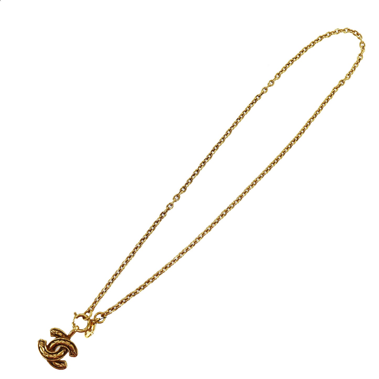 CHANEL CC Logos Gold Plated Chain Used Necklace Vintage #AH669