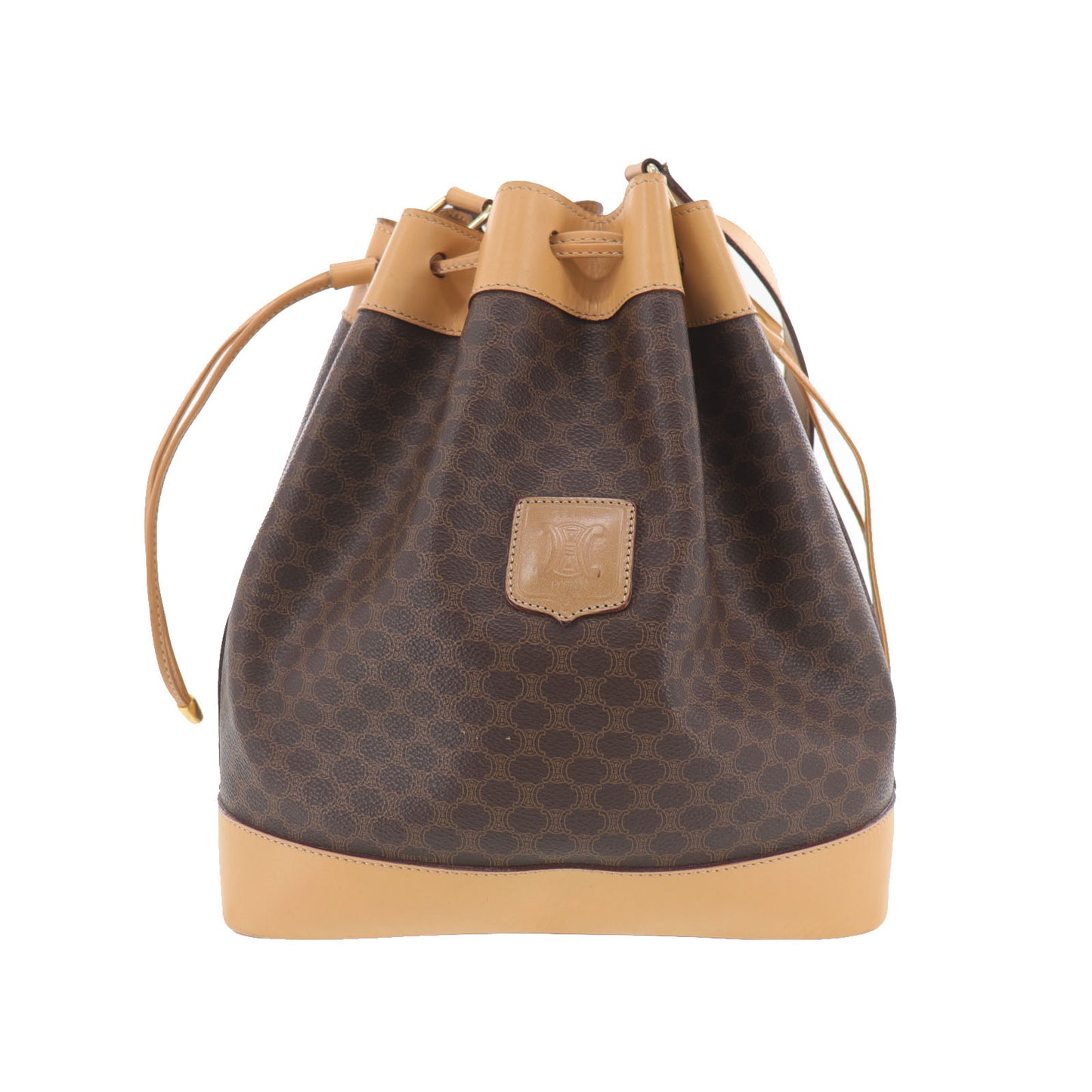 CELINE Macadam Pattern Shoulder Bag Brown PVC Leather #EF153