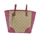 GUCCI Original GG Canvas Leather Tote Handbag Pink Beige #CU993