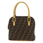 FENDI Zucca Handbag Brown Black Yellow Nylon Canvas #AH318