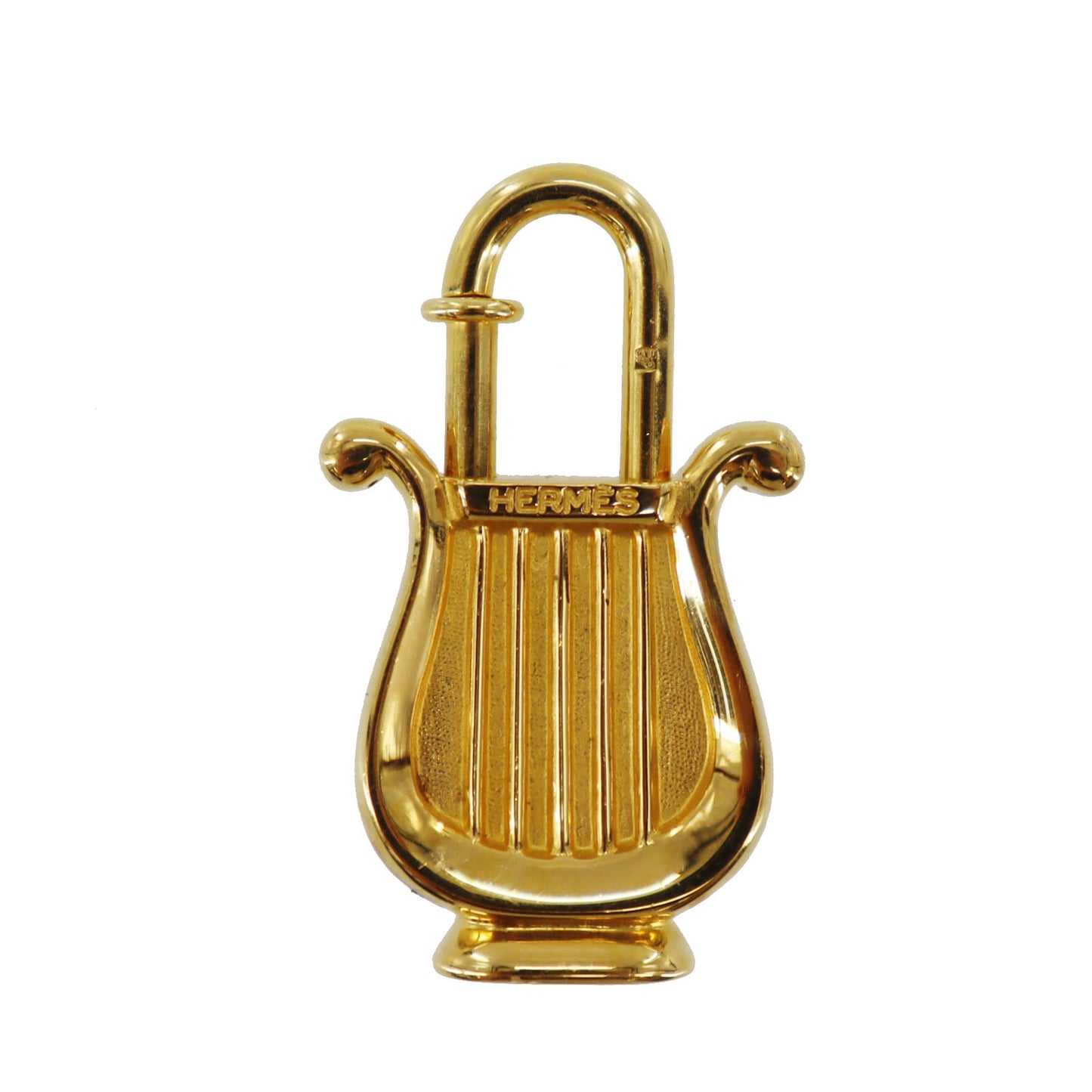 HERMES Cadena Padlock Used Harp Motif Gold-Plated Vintage #CY635