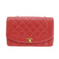 CHANEL Diana Shoulder Bag Red Caviar Skin Leather #CK715