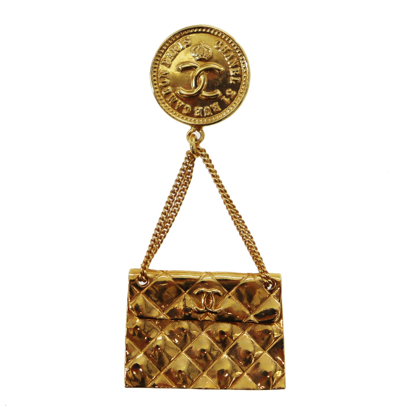 CHANEL Medallion Swing Bag Pin Brooch Gold Plated 94 P #CM14