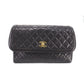 CHANEL Matelasse Shoulder Bag Black Lambskin Leather #CP554