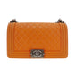 CHANEL BOY CHANEL Shoulder Bag Orange Lambskin Leather #CT333