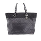 CHANEL Quilted Paris Biarritz Shoulder Tote Bag Black PVC #AH713