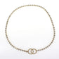 CHANEL CC Logos Rhinestone Belt Necklace Gold Plated 96P #CK417