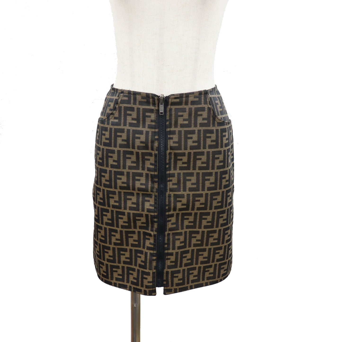 FENDI Zucca Reversible Skirt Nylon Black Brown #BU705