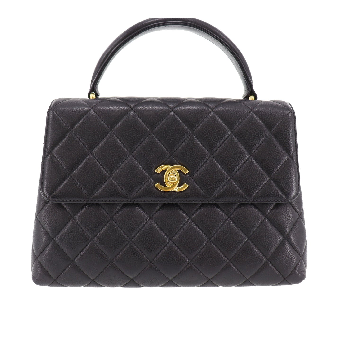 CHANEL Logos Handbag Caviar Skin Leather #BU674