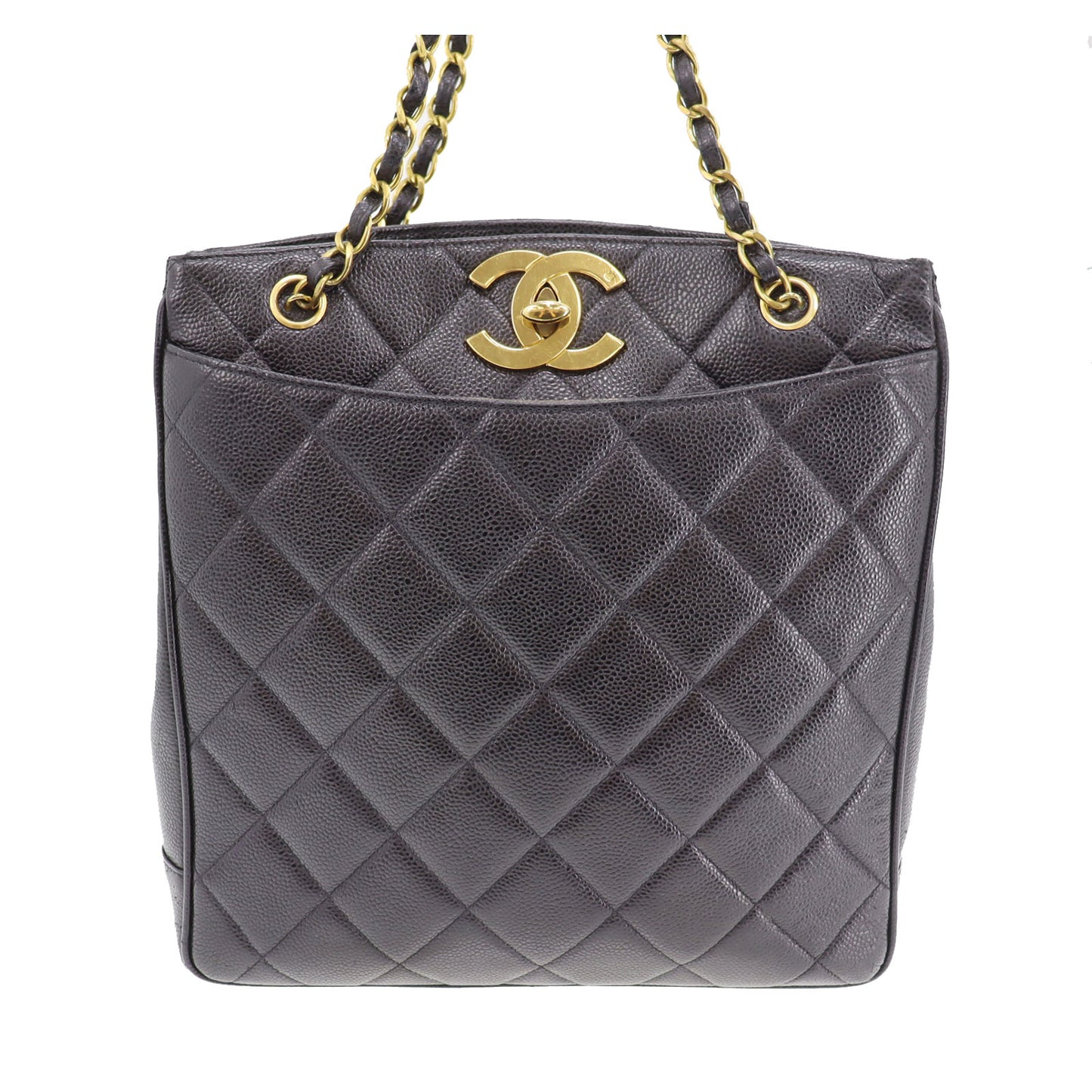 CHANEL Shoulder Tote Bag Caviar Skin Leather #CJ496