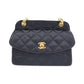 CHANEL CC Logo Shoulder Bag Black Satin #CG592