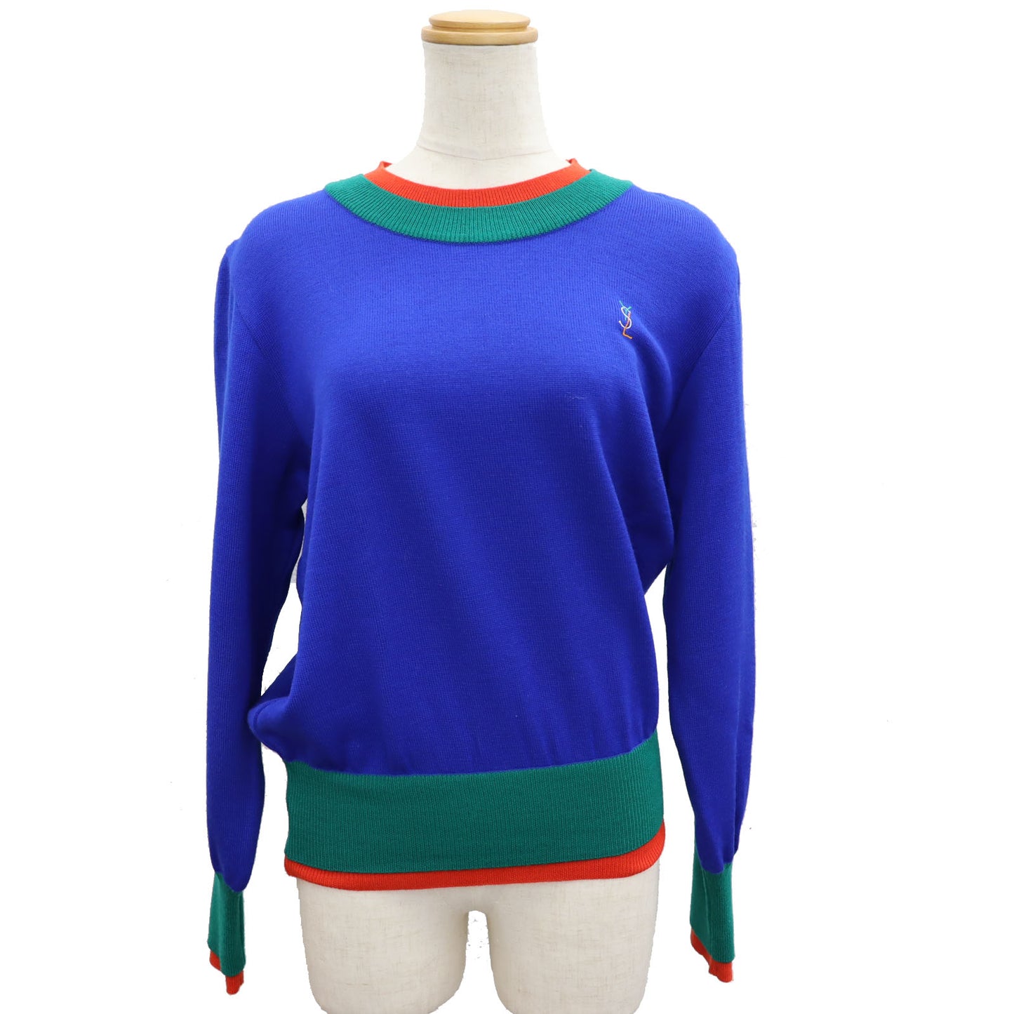 Yves Saint Laurent Long Sleeve Blue Knit Size M 100% Wool #AH144