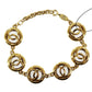 CHANEL CC Logos Circle Bracelet Gold Plated 1983 #AH699