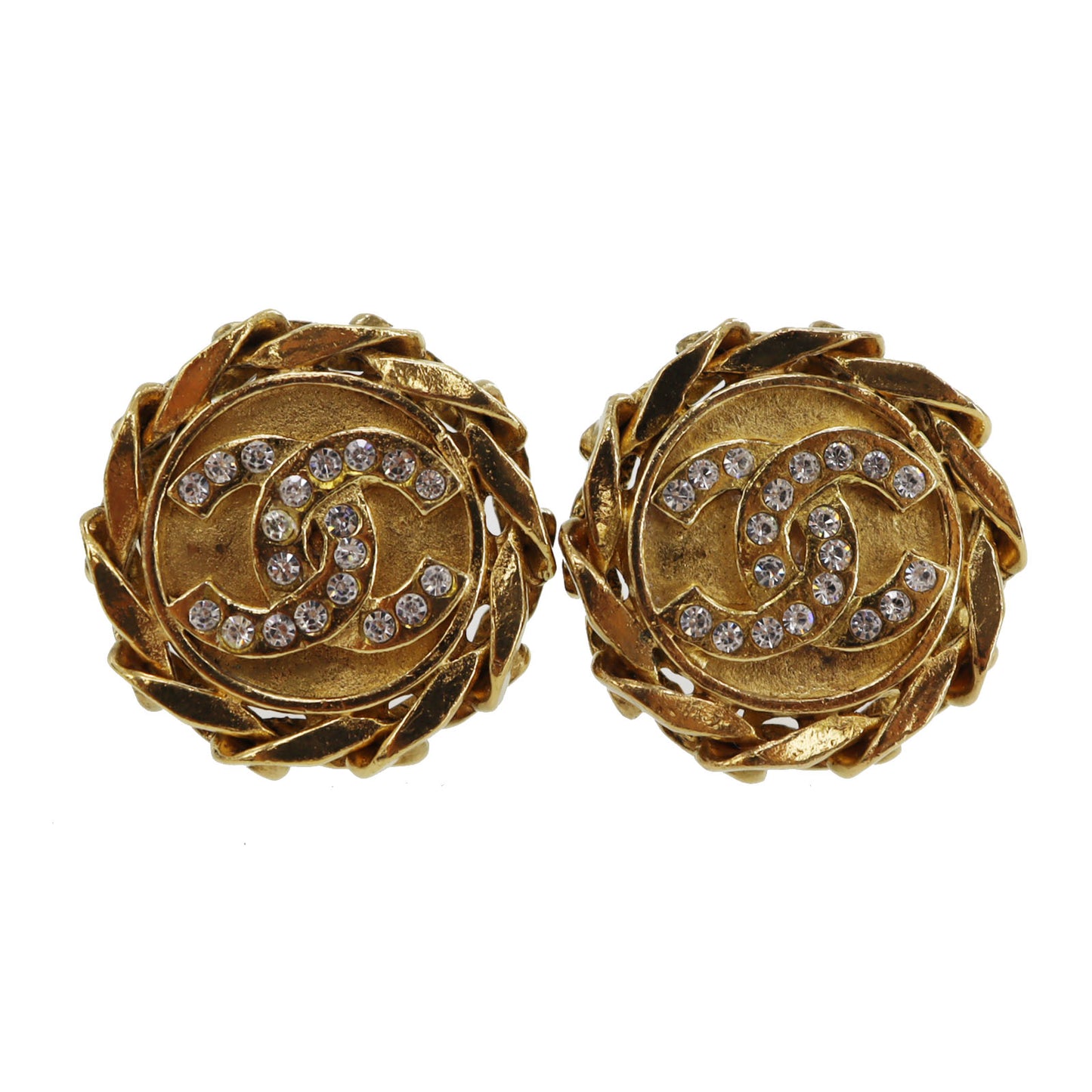 CHANEL CC Logos Earrings Gold Clip-On 2 3 #CH872