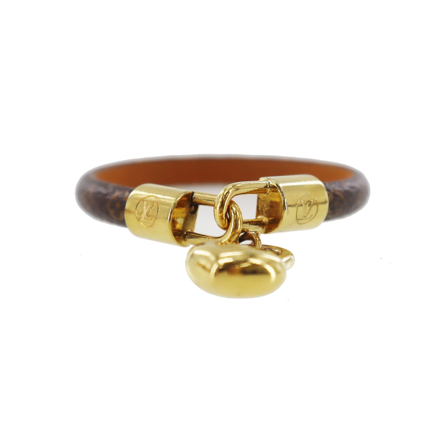 LOUIS VUITTON LV Bracelet Used Crazy In Lock Monogram Brown Gold M6451F #DA829