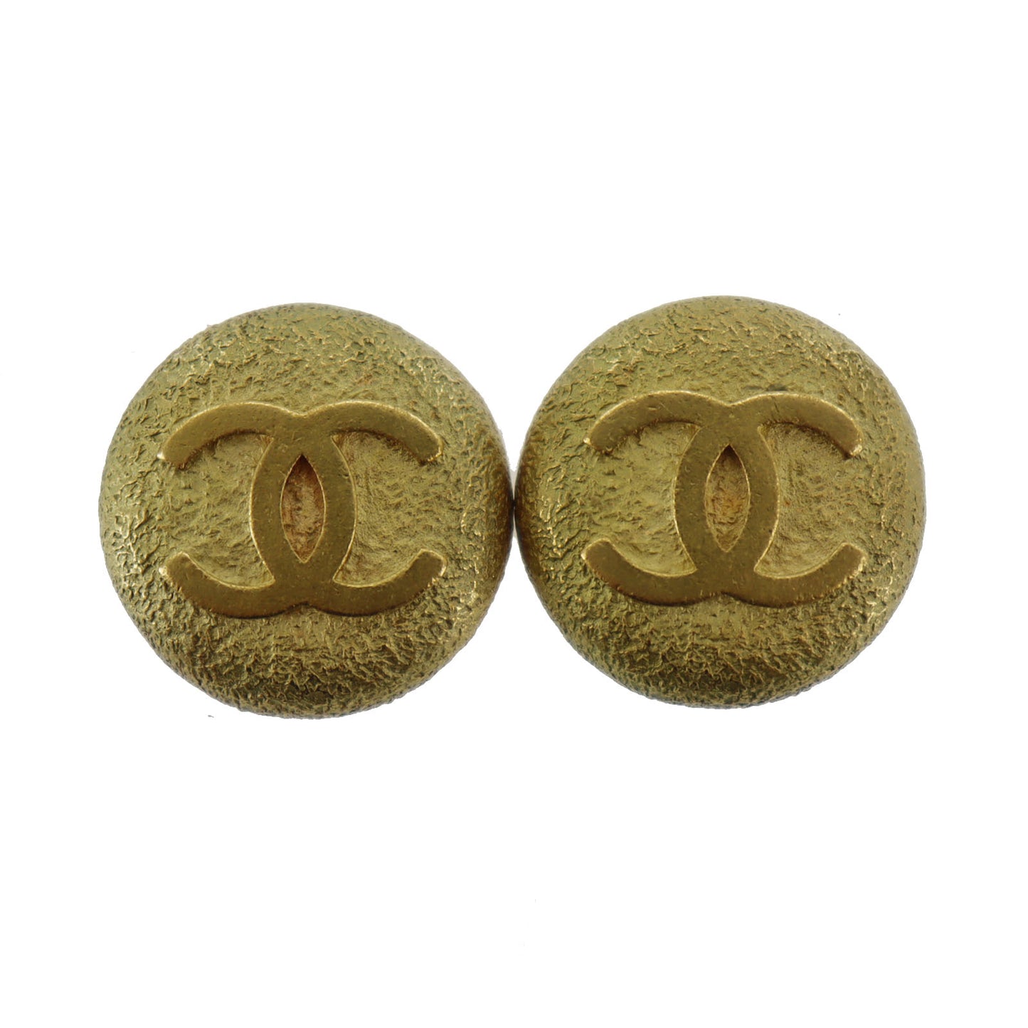 CHANEL CC Logos Gold Clip-On Circle Earrings 94P #AG570