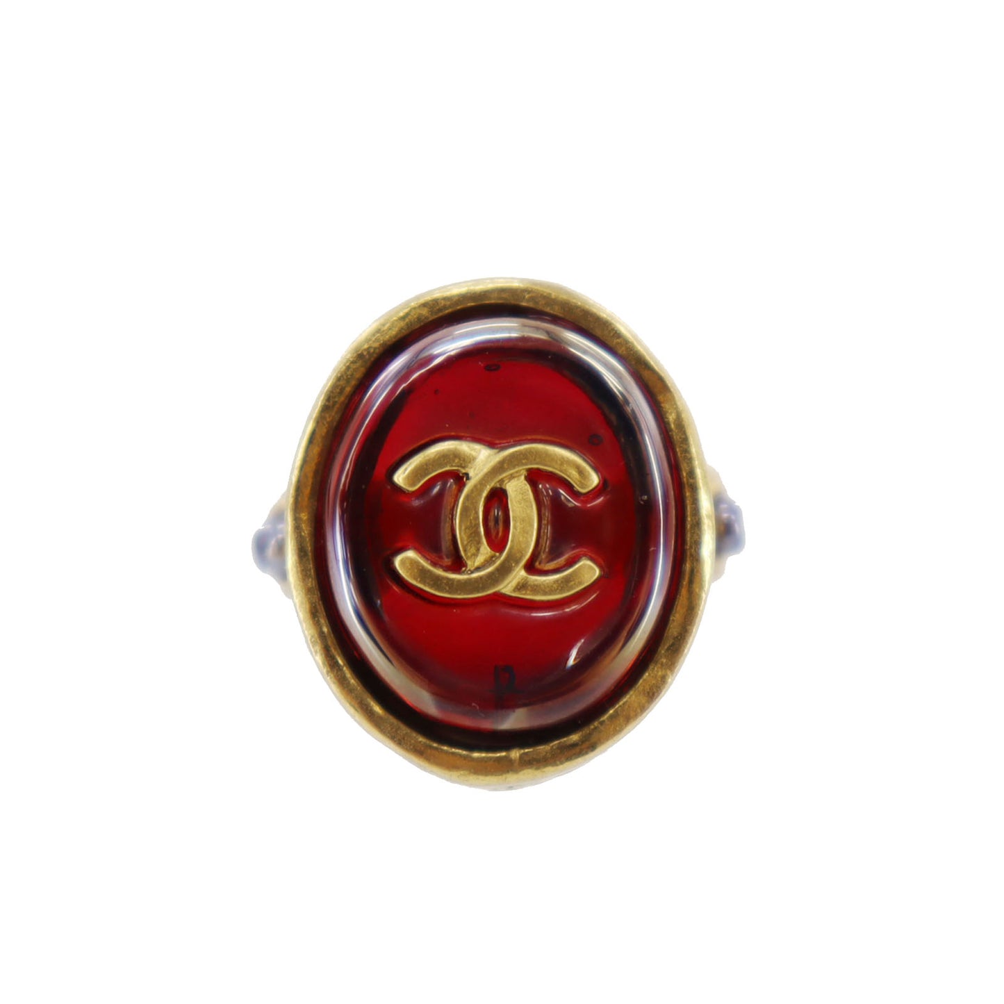 CHANEL CC Logos Finger Ring Gold Plated #CE262