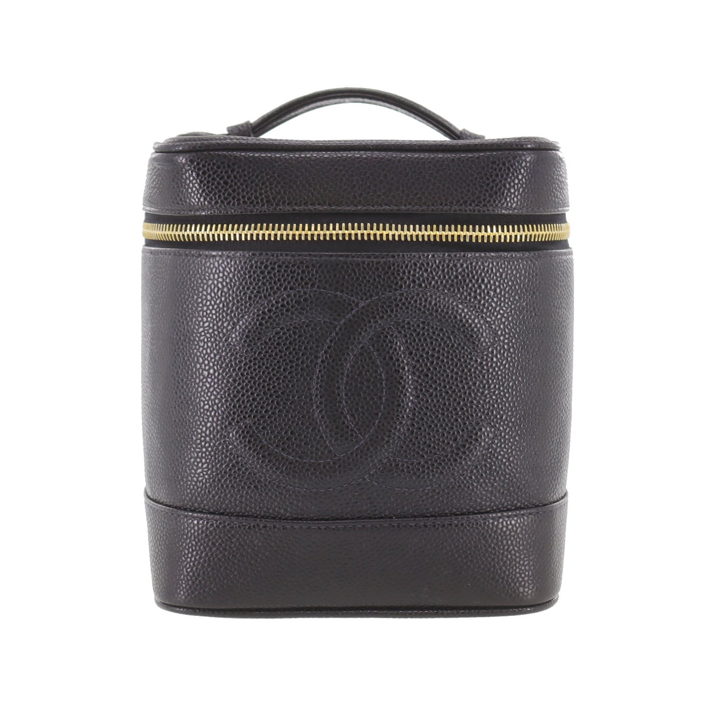 CHANEL CC Handbag Vanity Black Caviar Skin Leather #CK160