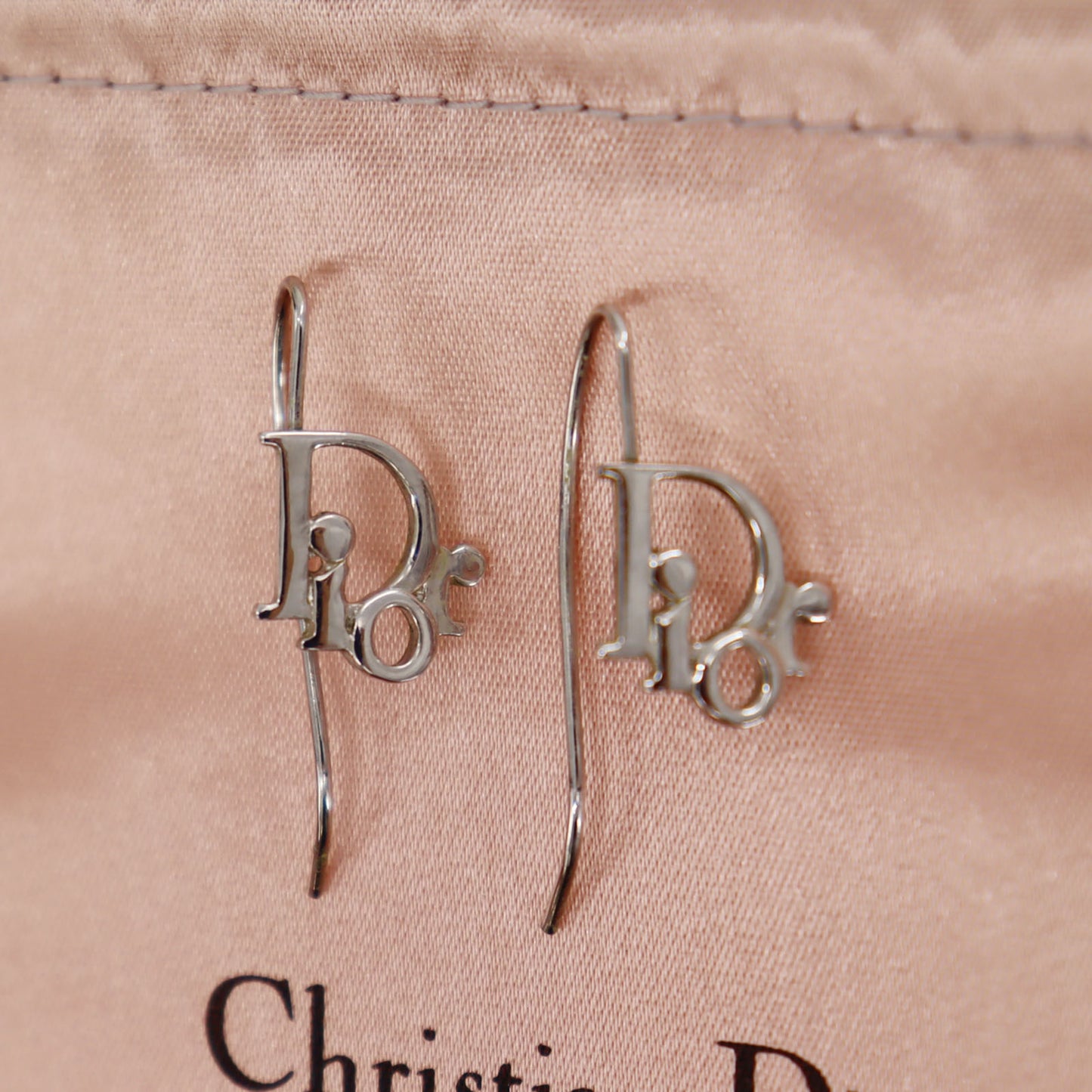 Dior Logos Piercing Hook Earrings Silver #CB310