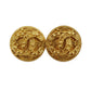 CHANEL CC Logos Circle Earrings 94A Gold Clip-On #AH580