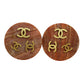 CHANEL CC Logos Seashell Earrings Brown Gold Clip-On 94 P #CH869