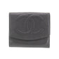 CHANEL CC Logos Bi-fold Wallet Black Caviar Skin Leather #CS563